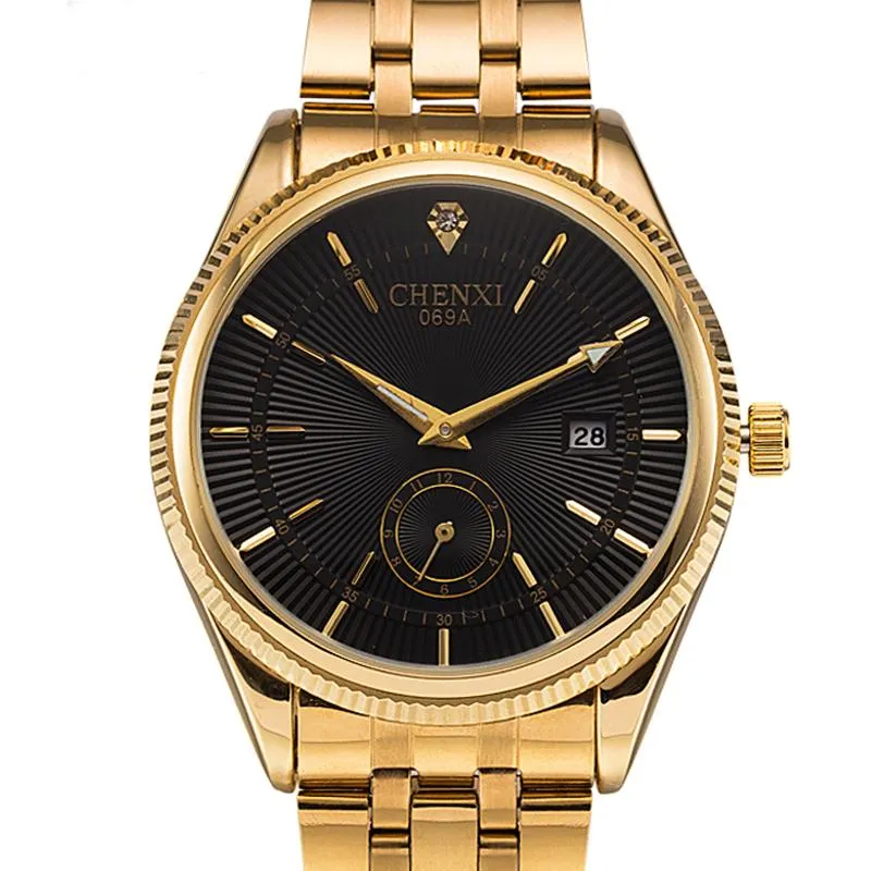 Latest Trending Men Top Quality Watches Luxury Famous Gold Color Stainless Steel Wrist Watch For Party, Wedding, Office, Meetings