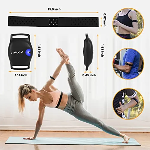 LIVLOV V9 Bluetooth ANT  Heart Rate Monitor Armband, Rechargeable HRM Sensor IP67 Waterproof Optical Armband Heart Rate Monitor for Peloton, Zwift, Wahoo Fitness, Polar Beat, Endomondo