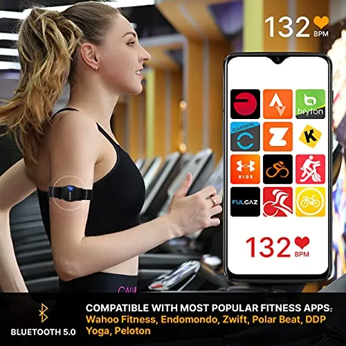 LIVLOV V9 Bluetooth ANT  Heart Rate Monitor Armband, Rechargeable HRM Sensor IP67 Waterproof Optical Armband Heart Rate Monitor for Peloton, Zwift, Wahoo Fitness, Polar Beat, Endomondo