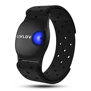 LIVLOV V9 Bluetooth ANT  Heart Rate Monitor Armband, Rechargeable HRM Sensor IP67 Waterproof Optical Armband Heart Rate Monitor for Peloton, Zwift, Wahoo Fitness, Polar Beat, Endomondo