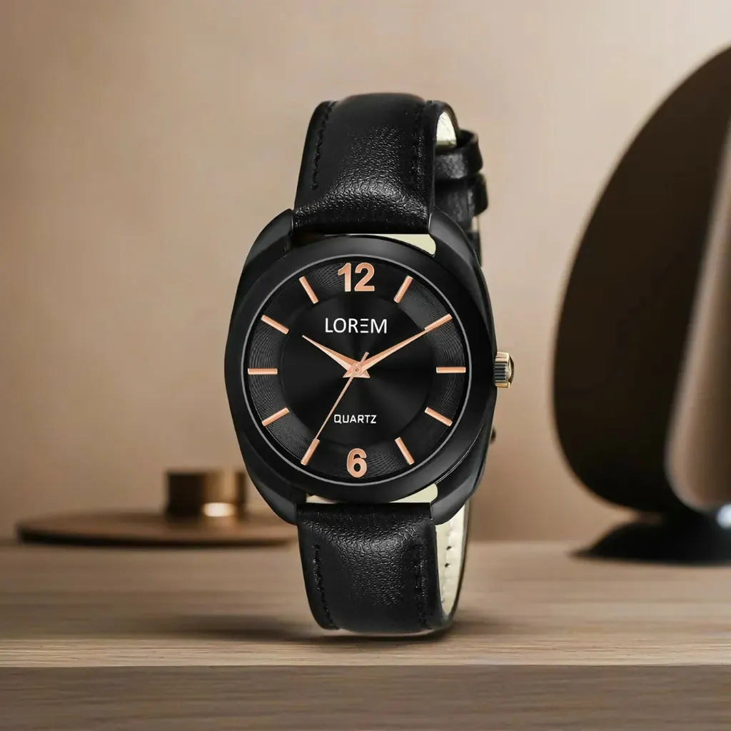 LOREM Black Stylish Dial Analog Watch For Women LR323