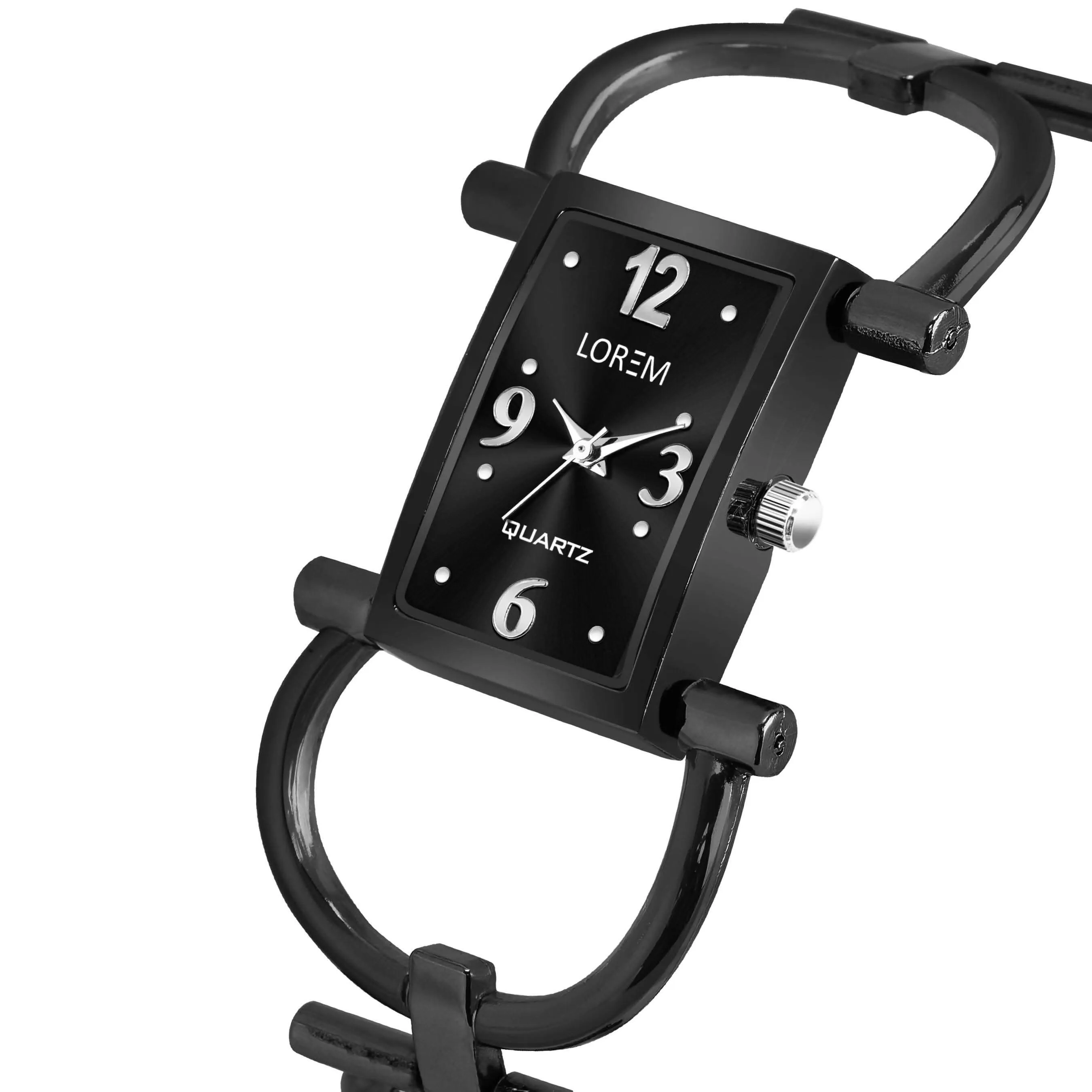 LOREM Black Trending Square Braclet Analog Watch For Women LR292