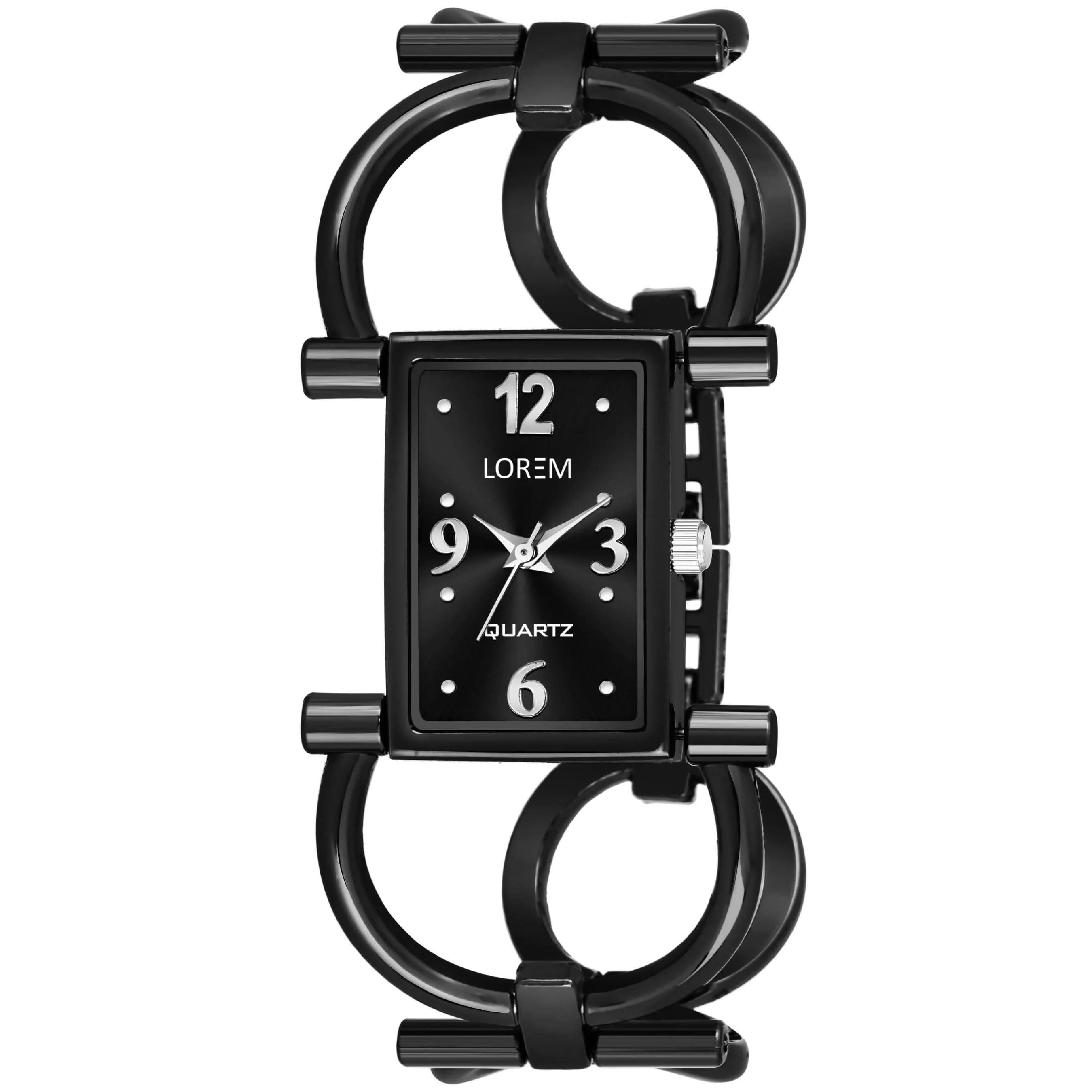 LOREM Black Trending Square Braclet Analog Watch For Women LR292