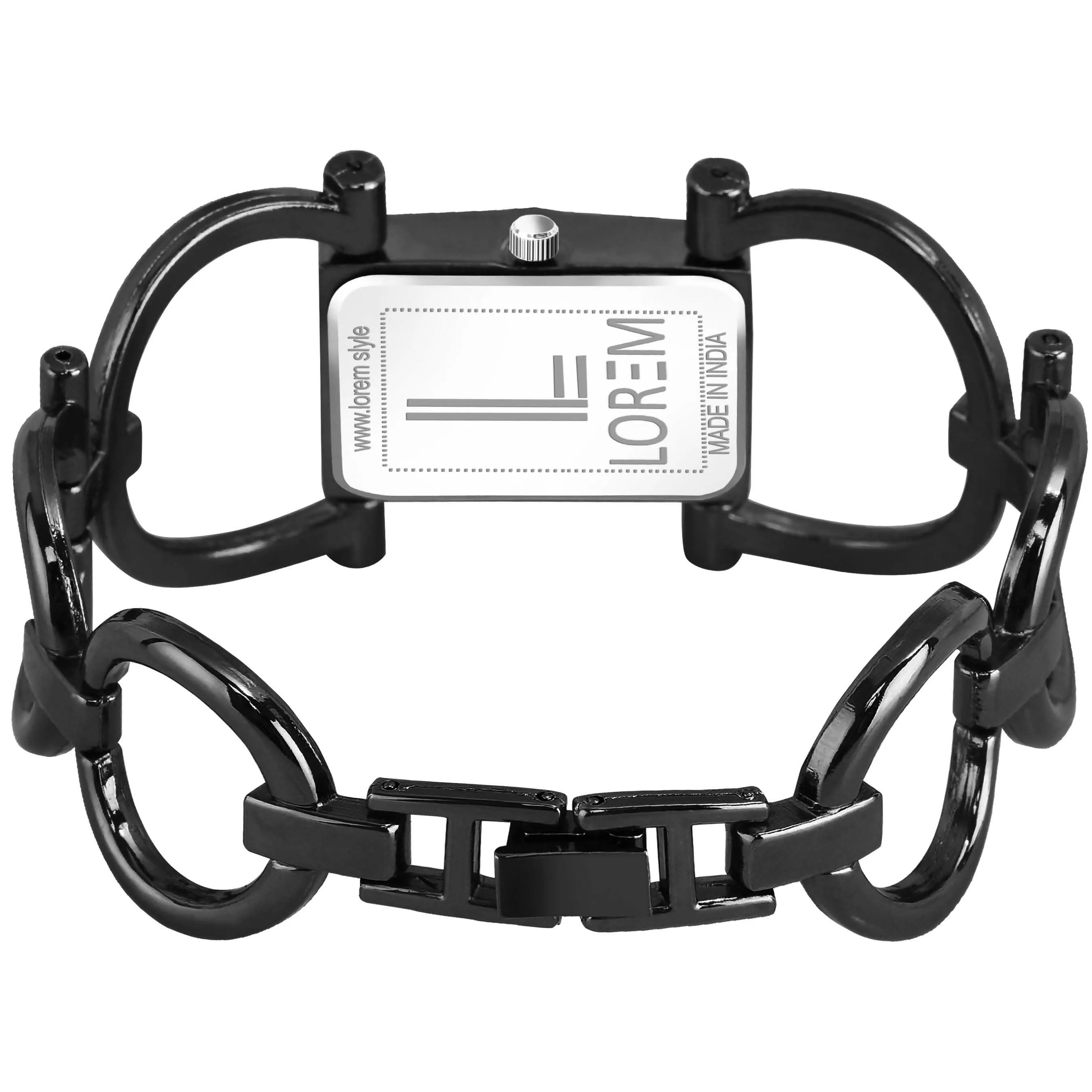 LOREM Black Trending Square Braclet Analog Watch For Women LR292