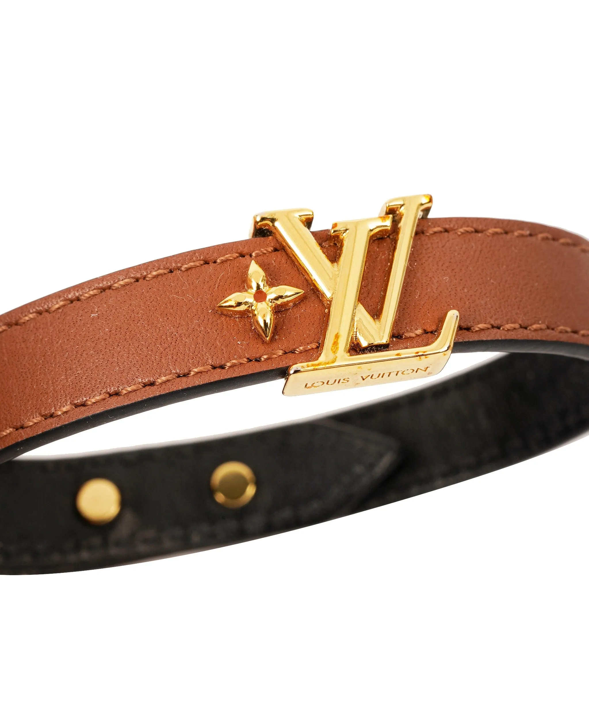 Louis Vuitton Brown Calfskin Iconic LV Bracelet - ANL0022