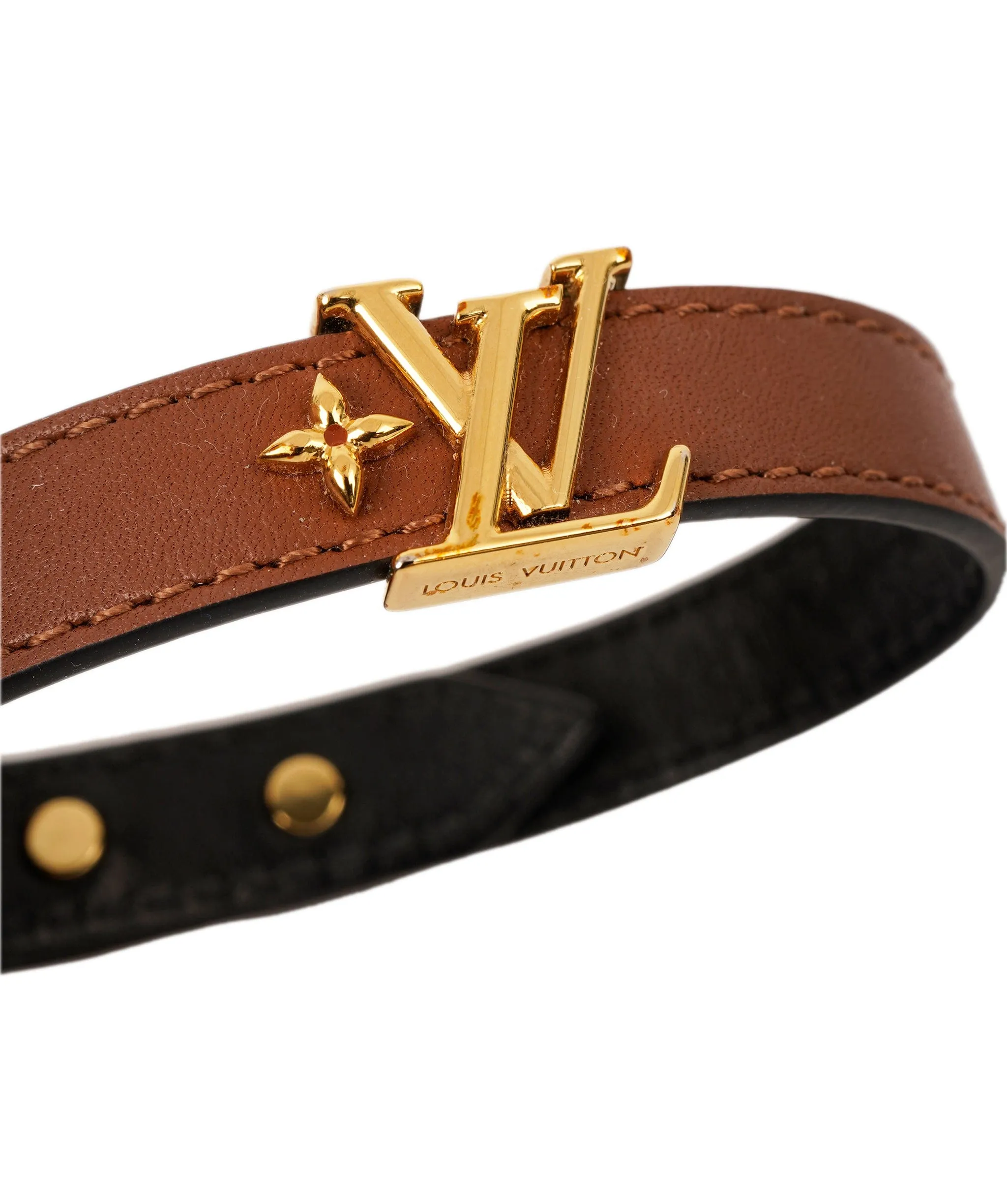 Louis Vuitton Brown Calfskin Iconic LV Bracelet - ANL0022