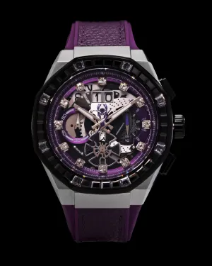Marvel Black Panther TQ023D-D1 (Silver/Purple) with Black Crystal (Purple Leather with Silicone Strap)