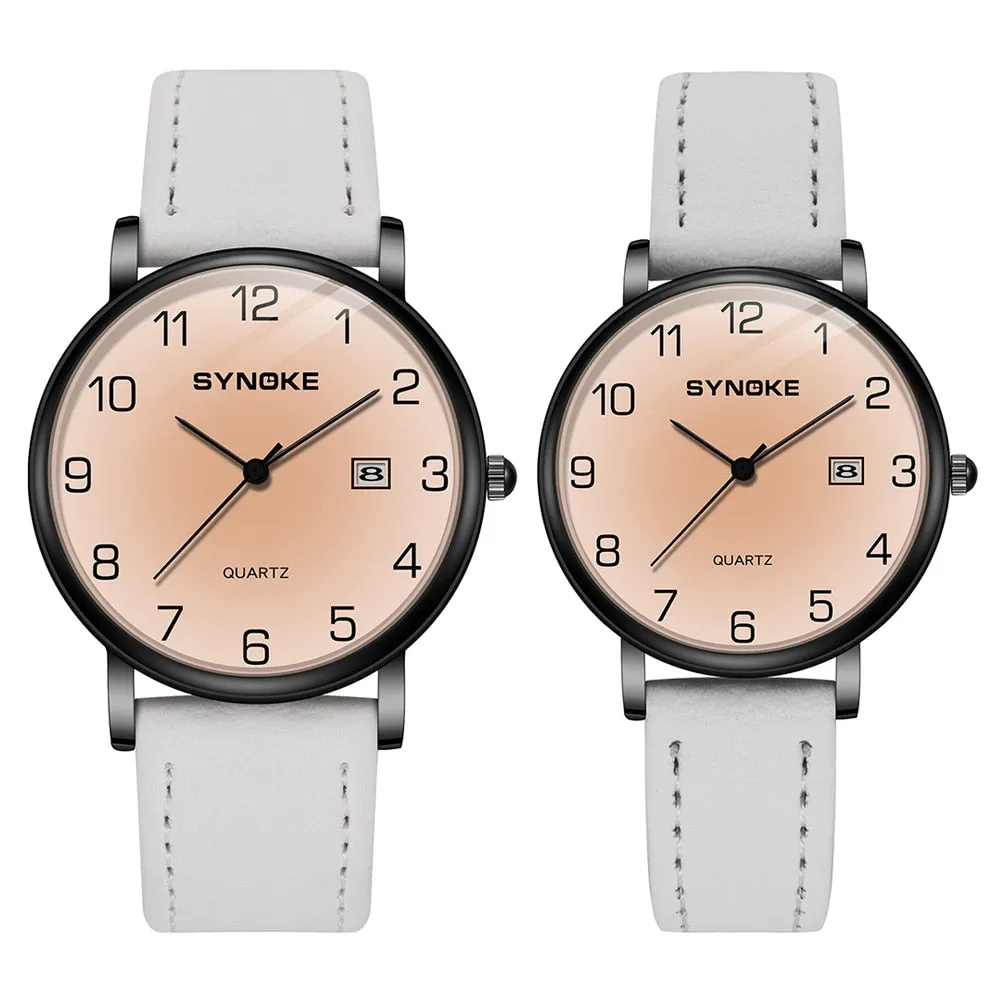 Matching Leather Strap Couple Watches