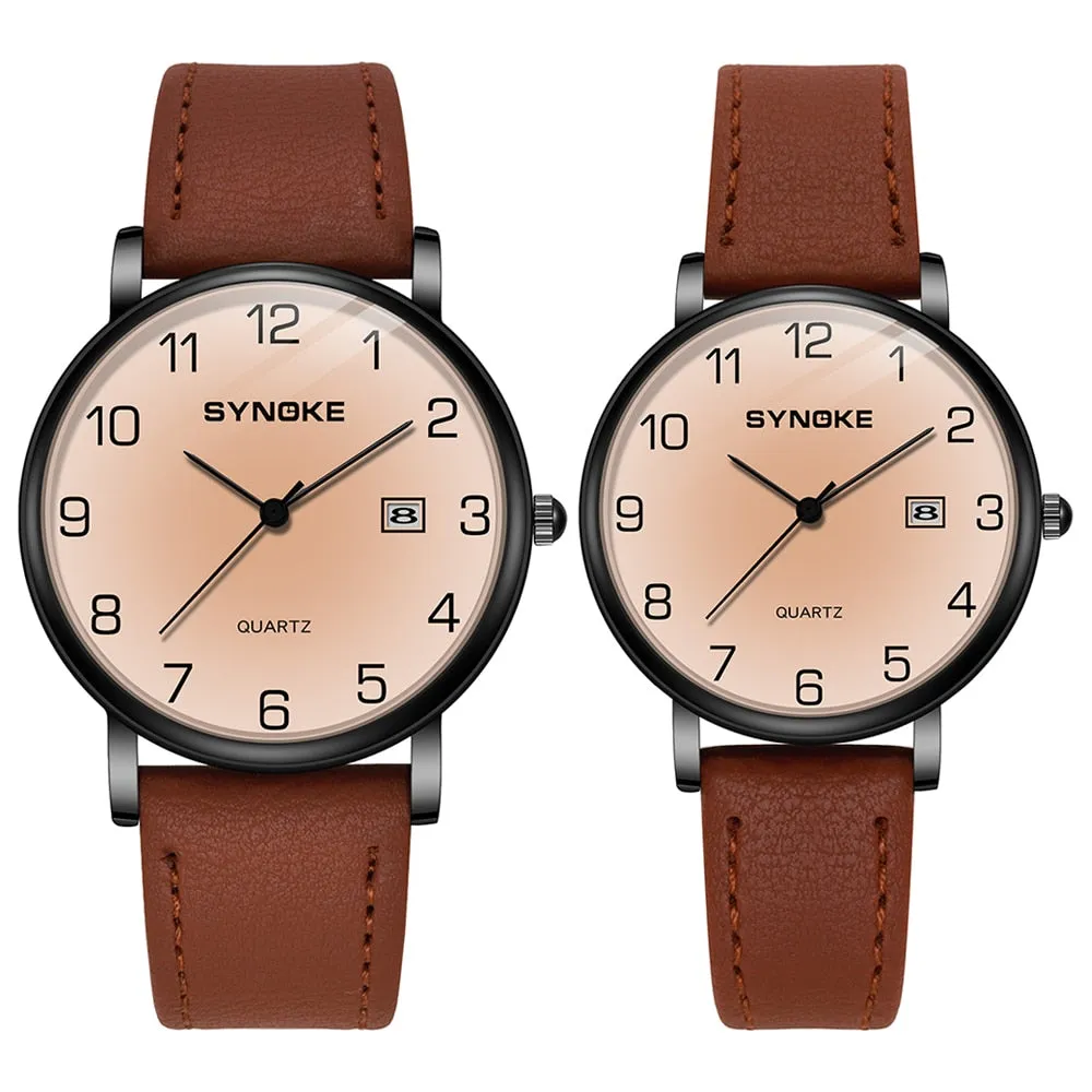 Matching Leather Strap Couple Watches