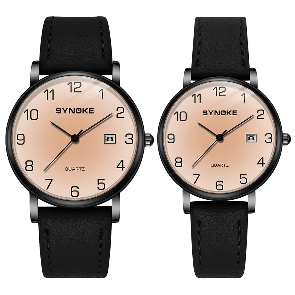 Matching Leather Strap Couple Watches