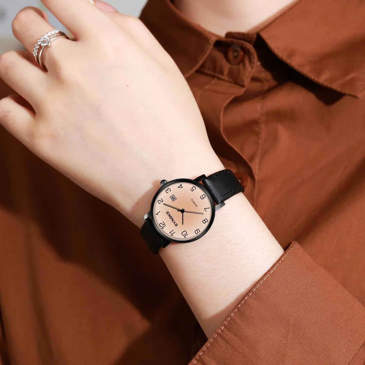 Matching Leather Strap Couple Watches