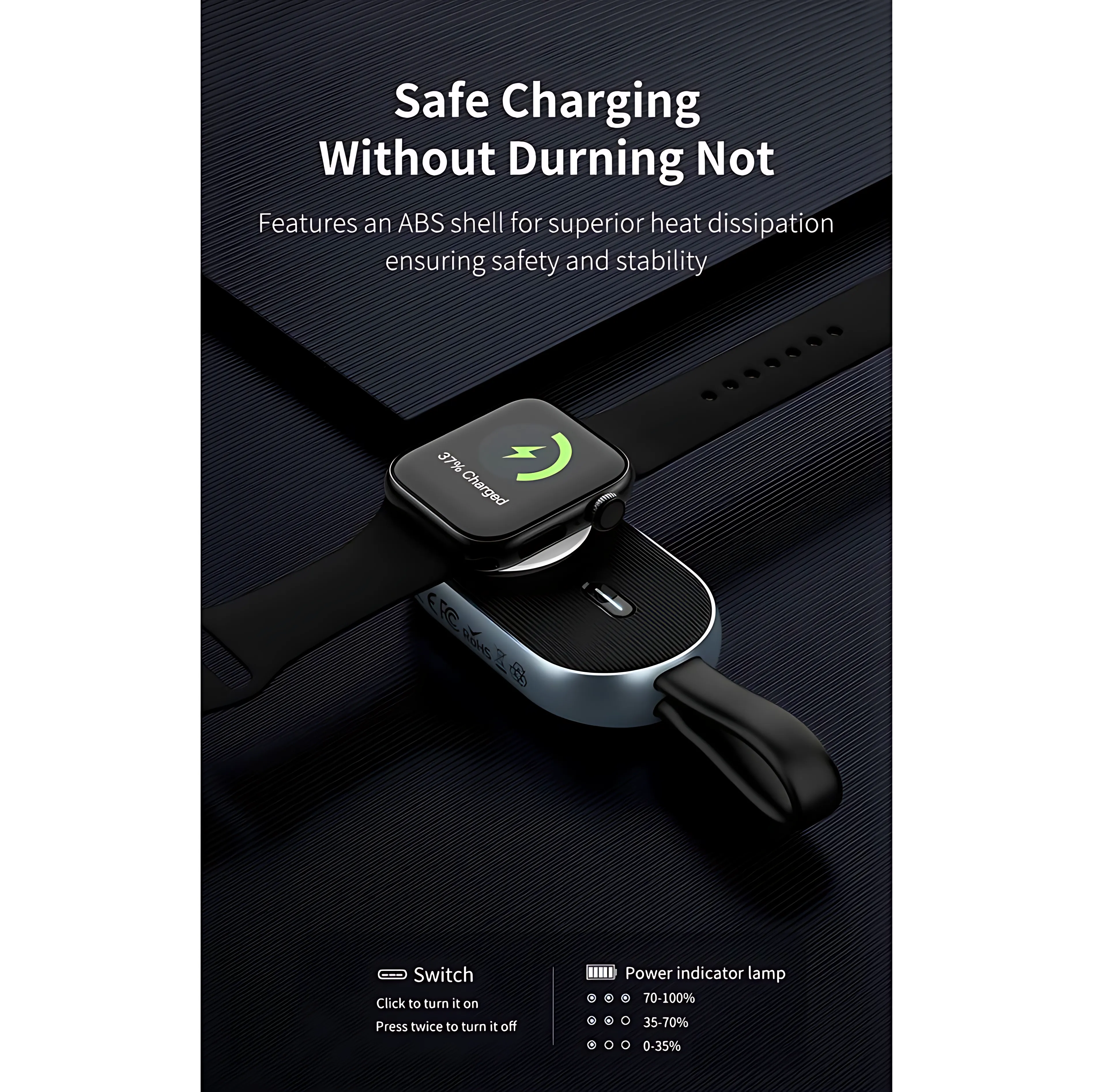 Maxco 2-in-1 Smart Self-Charging Magnetic Watch Charger Power Bank 1200mAh