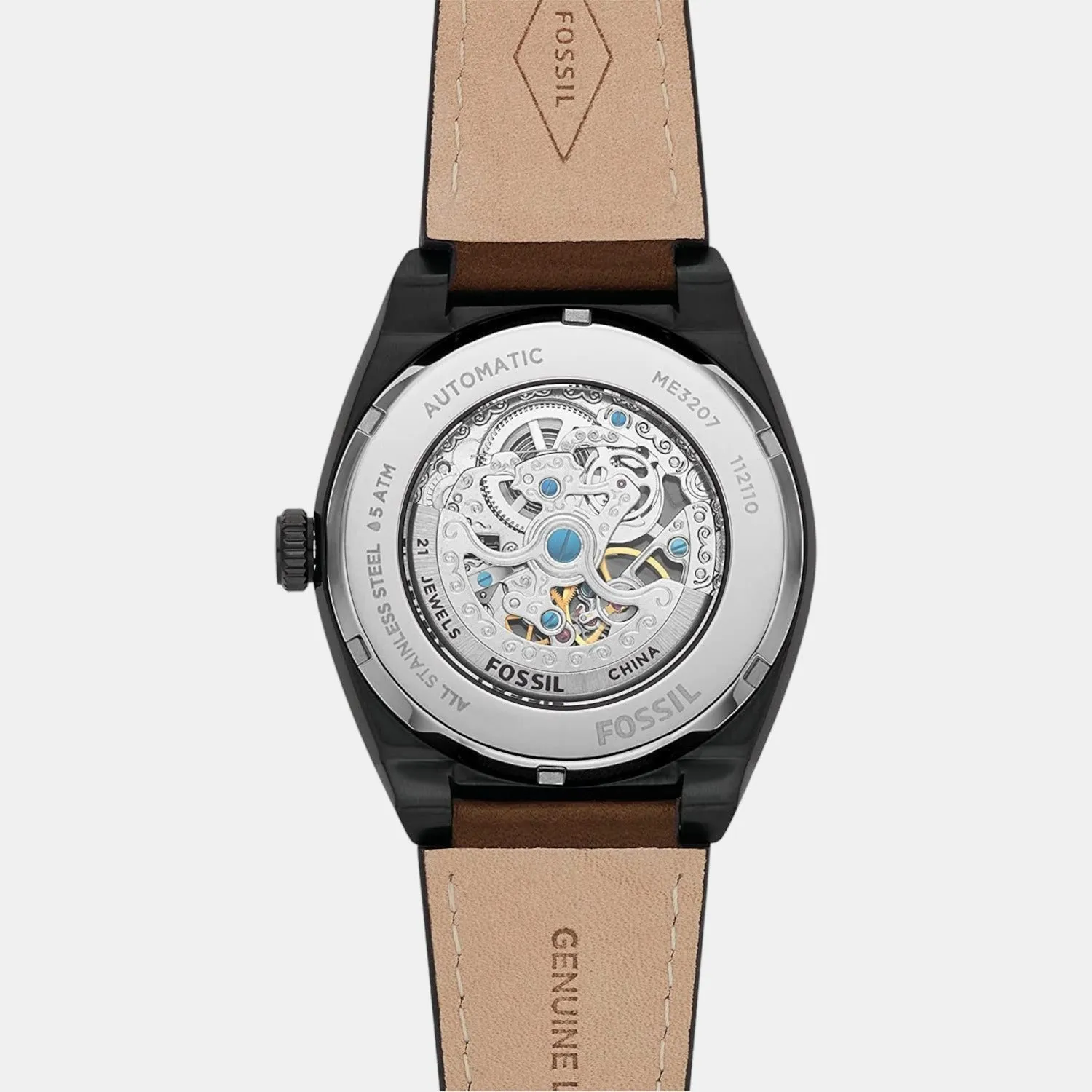 Men's Black Analog Leather Automatic Watch ME3207