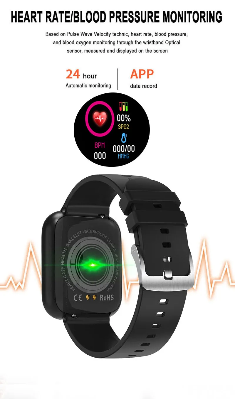Mens' Silicone Digital Watch Men Sport Healthy Monitoring BPM  Women Watches Electronic LED Male Wrist Watch Hours Week Clock