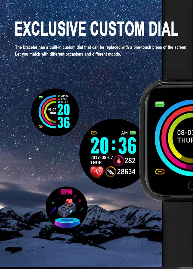 Mens' Silicone Digital Watch Men Sport Healthy Monitoring BPM  Women Watches Electronic LED Male Wrist Watch Hours Week Clock
