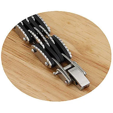 Men's Silver Plated Alloy Multi-row Connected Bracelet