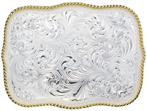 Montana Silversmiths Men's Silver Engraved Scalloped Western Belt Buckle - 860