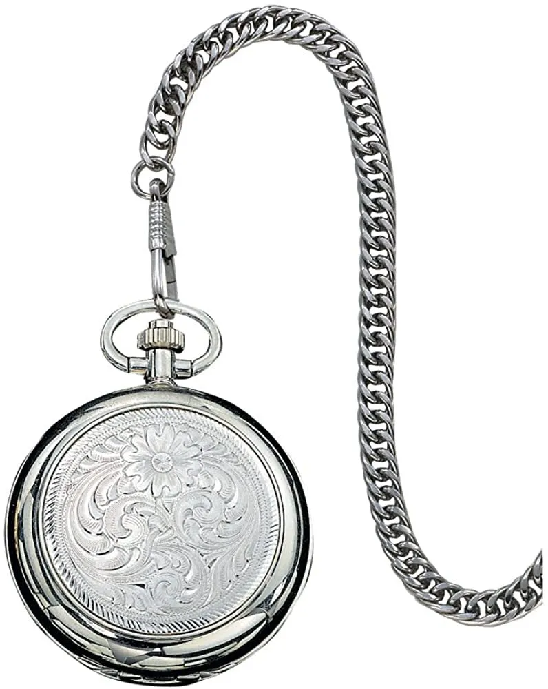 Montana Silversmiths Small Silver Inlay Pocket Watch