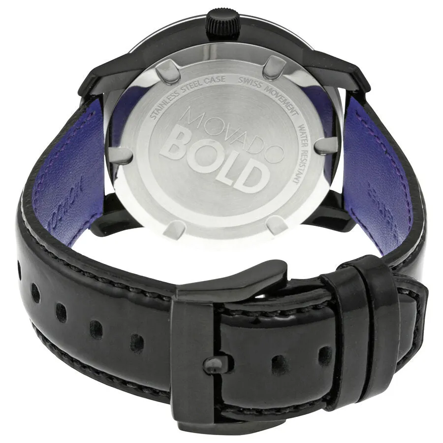 Movado Bold Black Dial Black Leather Unisex Watch 3600345