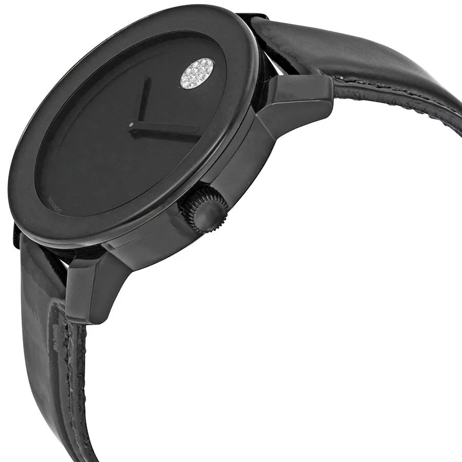 Movado Bold Black Dial Black Leather Unisex Watch 3600345