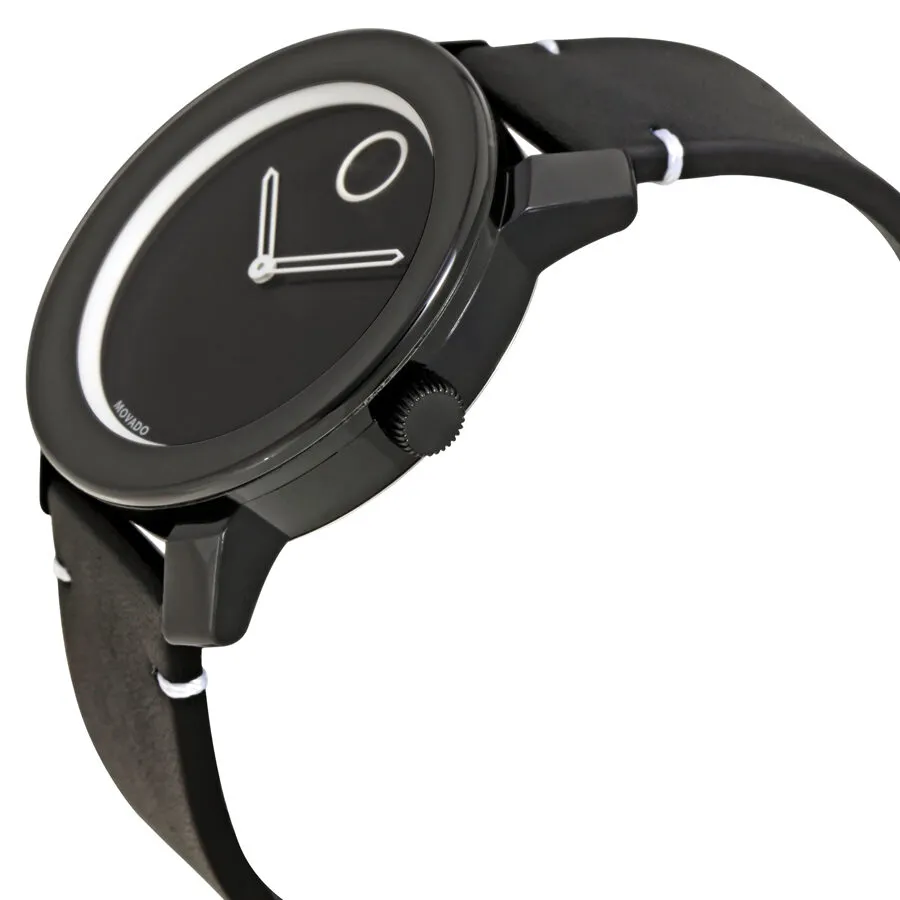 Movado Bold Black Dial Leather Men's Watch 3600385
