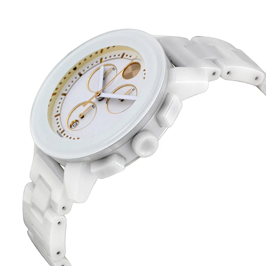 Movado Bold Chronograph White Ceramic Ladies Watch 3600187