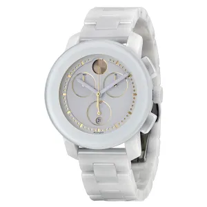 Movado Bold Chronograph White Ceramic Ladies Watch 3600187