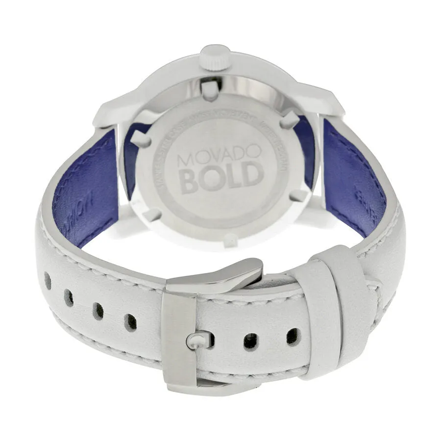 Movado Bold Crystal Accent White Leather Watch 3600043