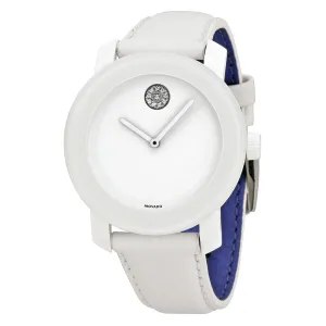 Movado Bold Crystal Accent White Leather Watch 3600043