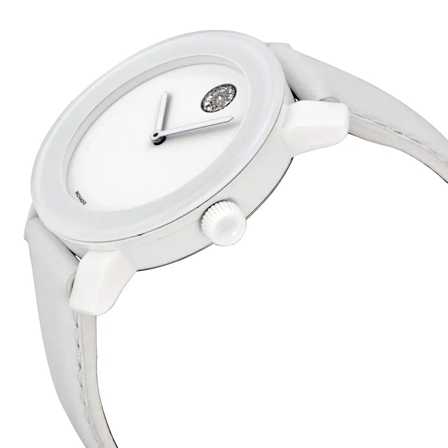 Movado Bold Crystal Accent White Leather Watch 3600043