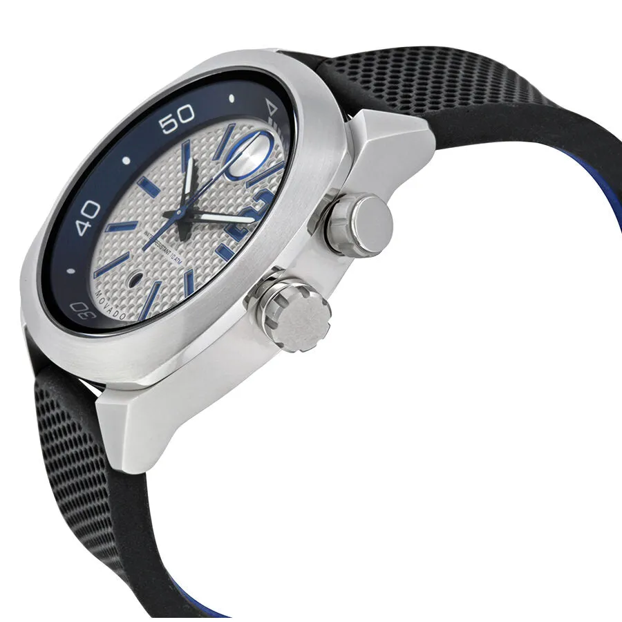 Movado Bold Derek Jeter Captain Series Silver and Blue Dial Black Silicone Men's Watch 3600264