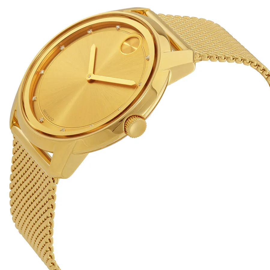 Movado Bold Gold Sunray Dial Unisex Watch 3600460