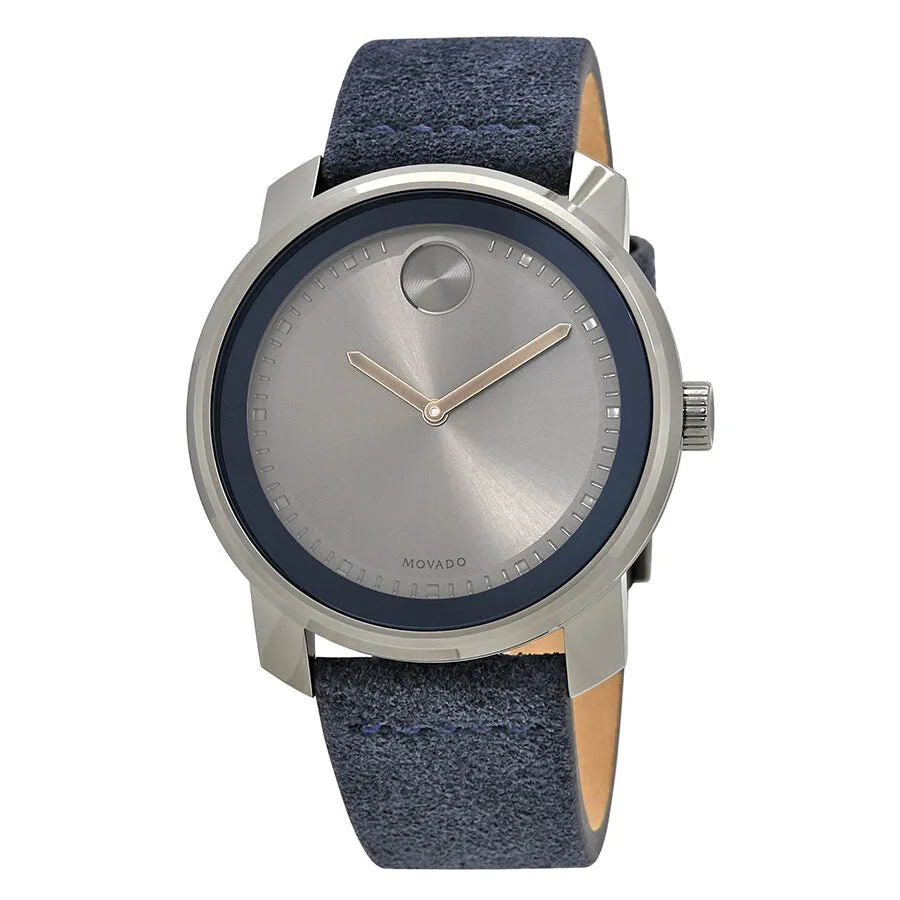 Movado Bold Gunmetal Grey Dial Blue Suede  Men's Watch 3600454