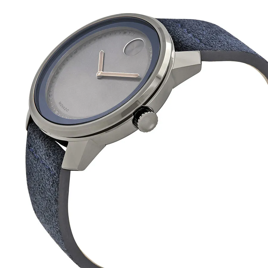 Movado Bold Gunmetal Grey Dial Blue Suede  Men's Watch 3600454