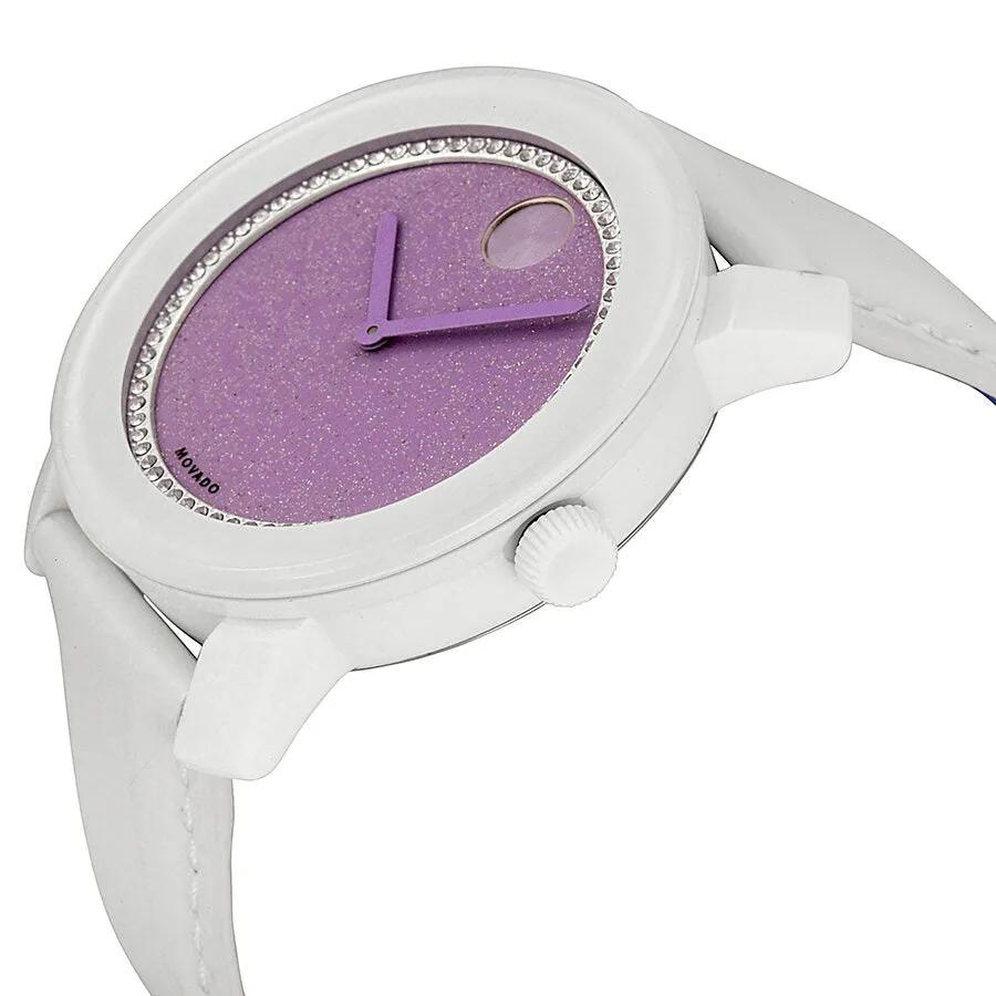 Movado Bold Lavender Dial Patent Leather Strap Ladies Watch 3600219