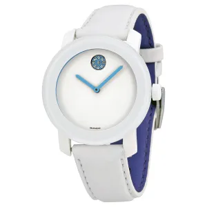 Movado Bold Light Blue Accent White Leather Ladies Watch 3600178