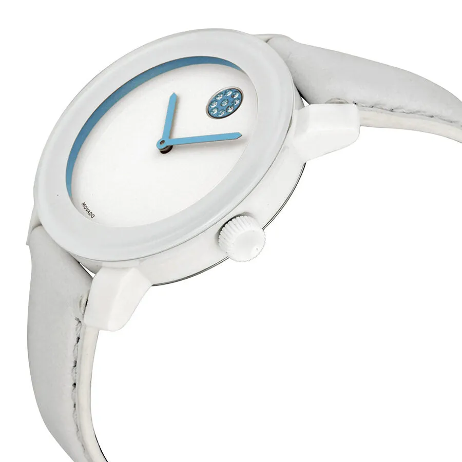 Movado Bold Light Blue Accent White Leather Ladies Watch 3600178