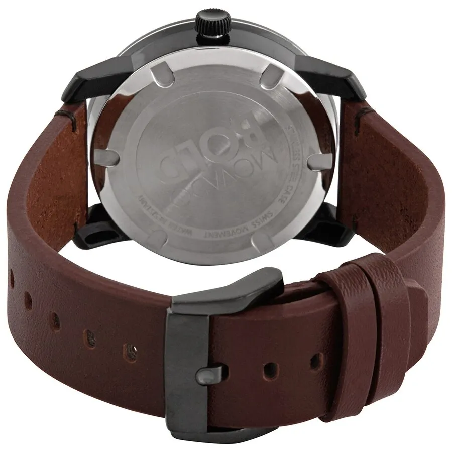 Movado Bold Quartz Black Dial Oxblood Leather Men's Watch 3600602