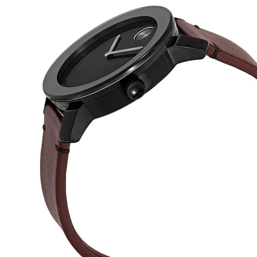Movado Bold Quartz Black Dial Oxblood Leather Men's Watch 3600602