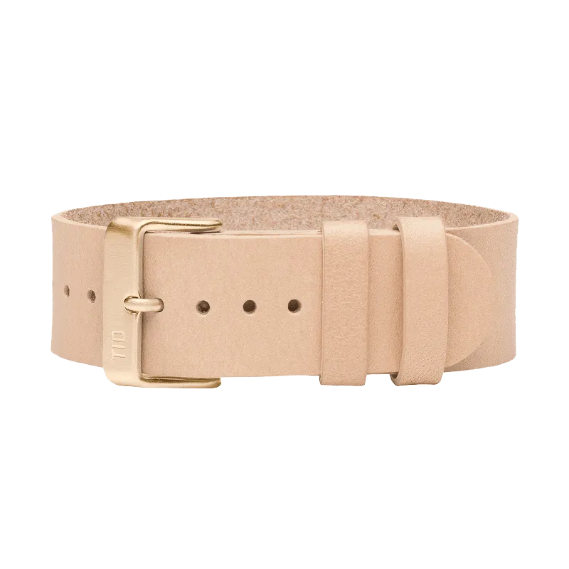 Natural Leather Strap with Black / Steel / Gold Buckle