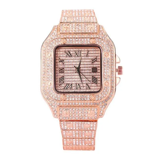 New Iced Out Men Watch Square Diamond Quartz Watches FOR MEN & WOMEN