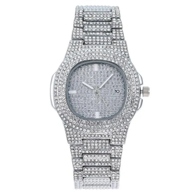New Iced Out Men Watch Square Diamond Quartz Watches FOR MEN & WOMEN