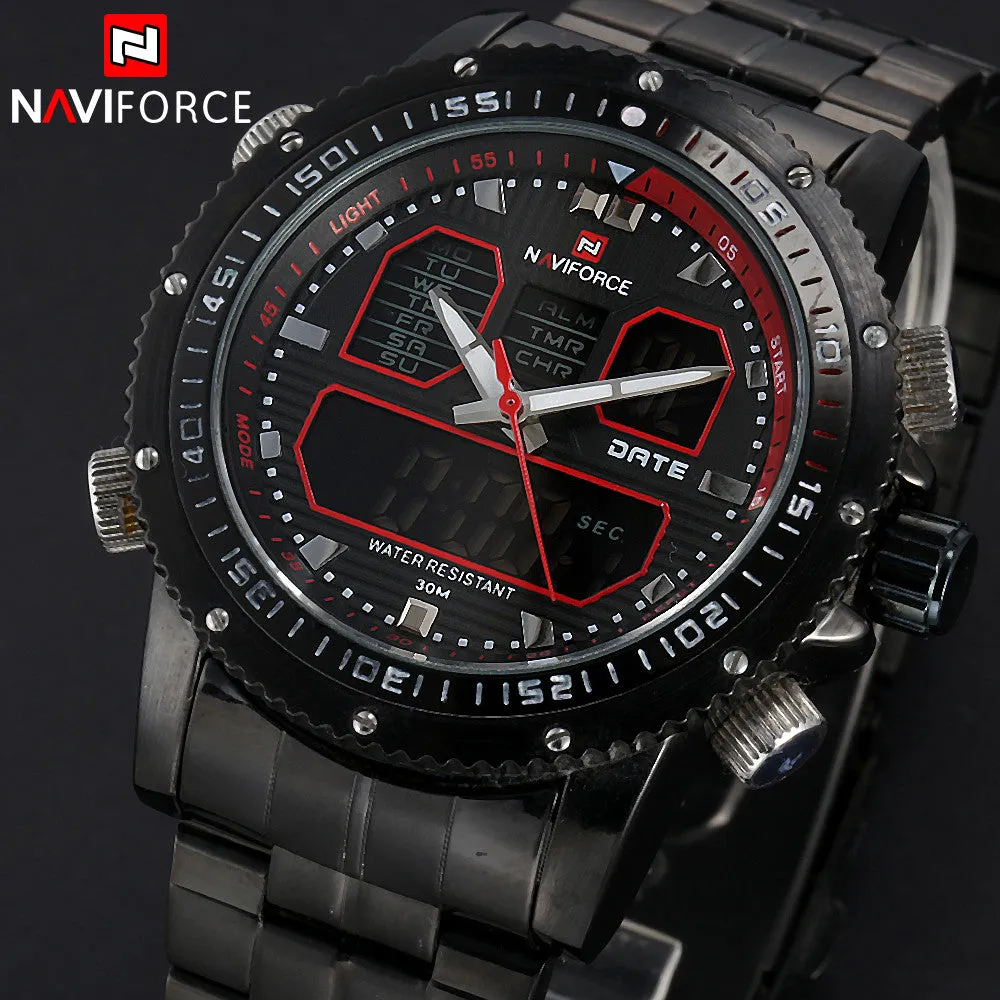 New NAVIFORCE Men Watches Top Brand Luxury Full Steel Analog LED Digital Watch Men Quartz Military Watch Sports Wristwatch