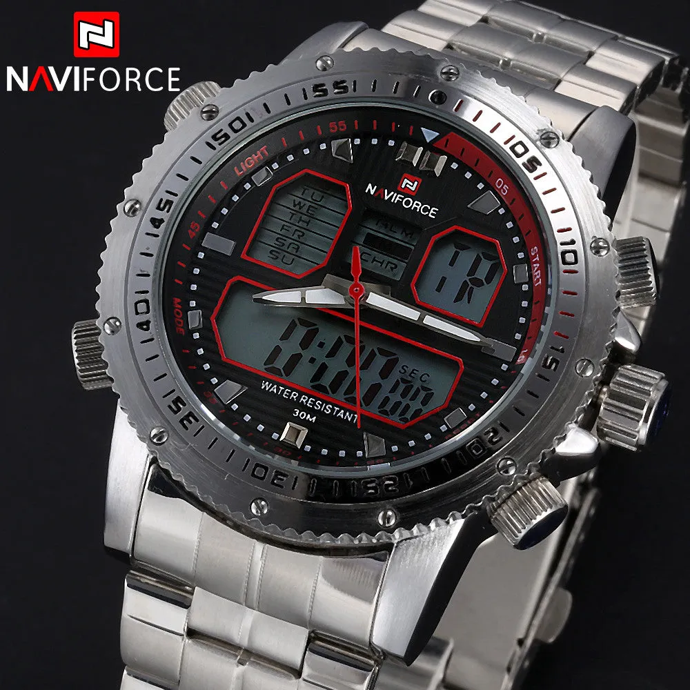 New NAVIFORCE Men Watches Top Brand Luxury Full Steel Analog LED Digital Watch Men Quartz Military Watch Sports Wristwatch