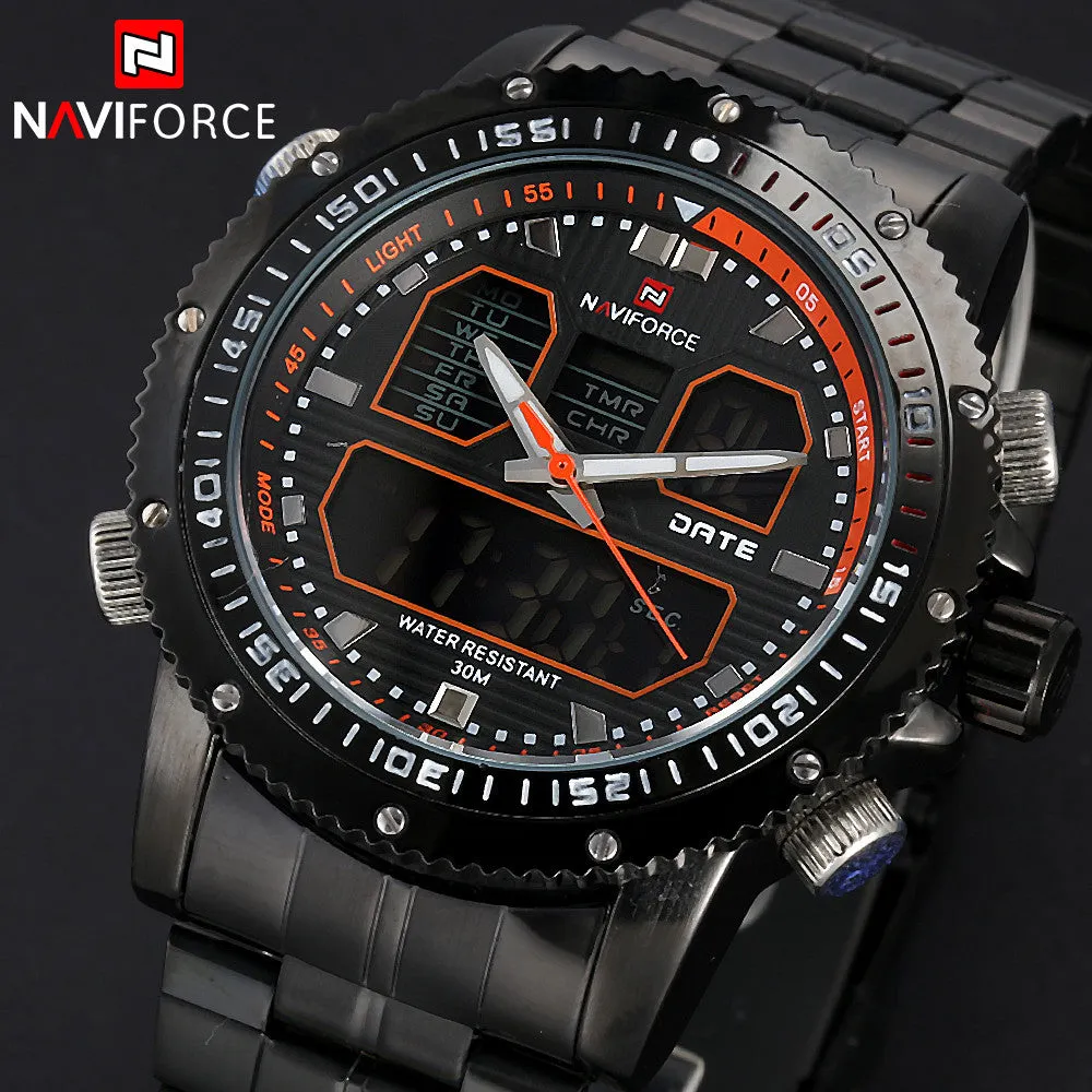 New NAVIFORCE Men Watches Top Brand Luxury Full Steel Analog LED Digital Watch Men Quartz Military Watch Sports Wristwatch