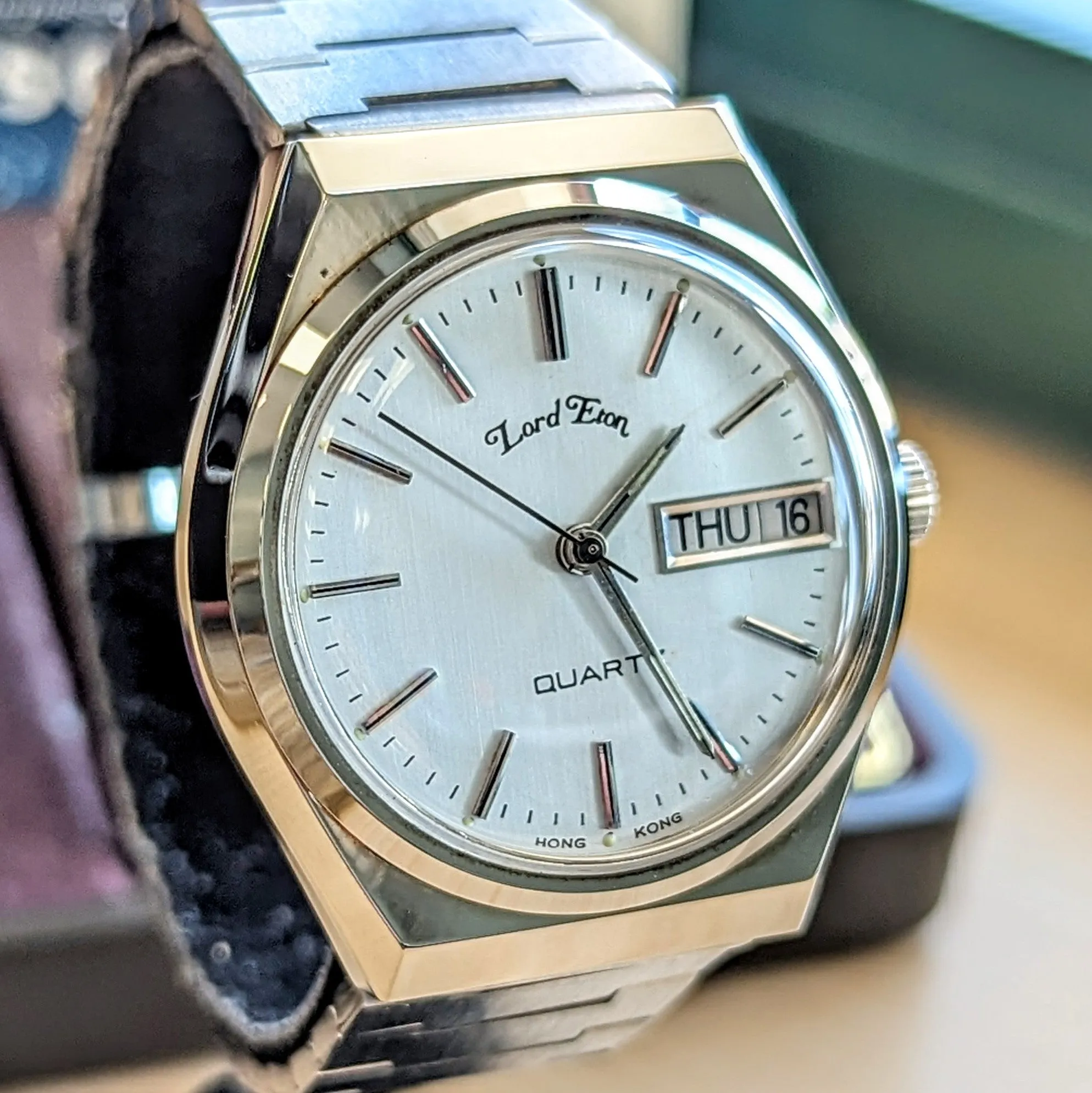 NOS LORD ETON Quartz Watch Day/Date "A Product of Phillips Time Corp." - ALL Original, Box & Papers