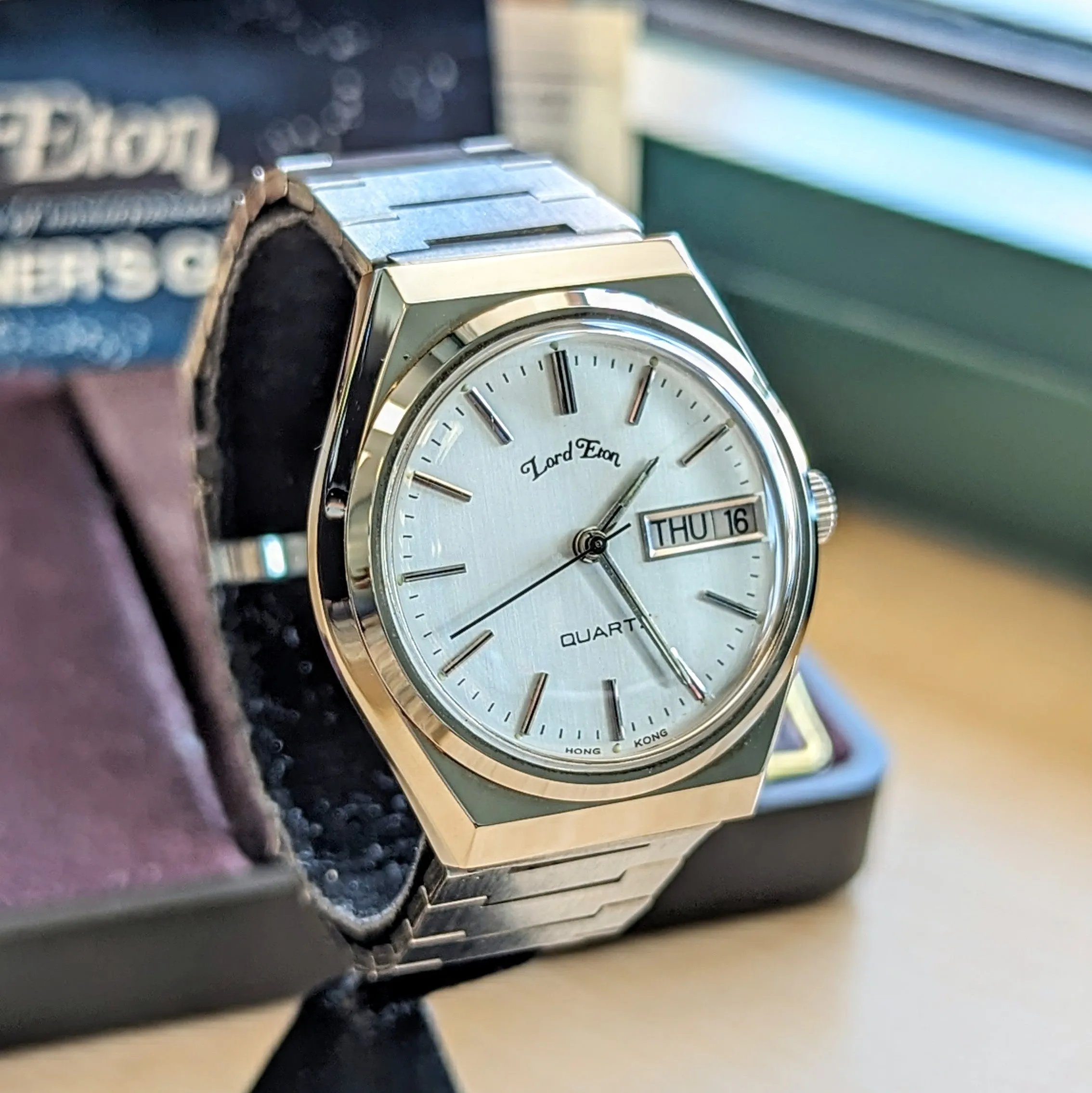 NOS LORD ETON Quartz Watch Day/Date "A Product of Phillips Time Corp." - ALL Original, Box & Papers