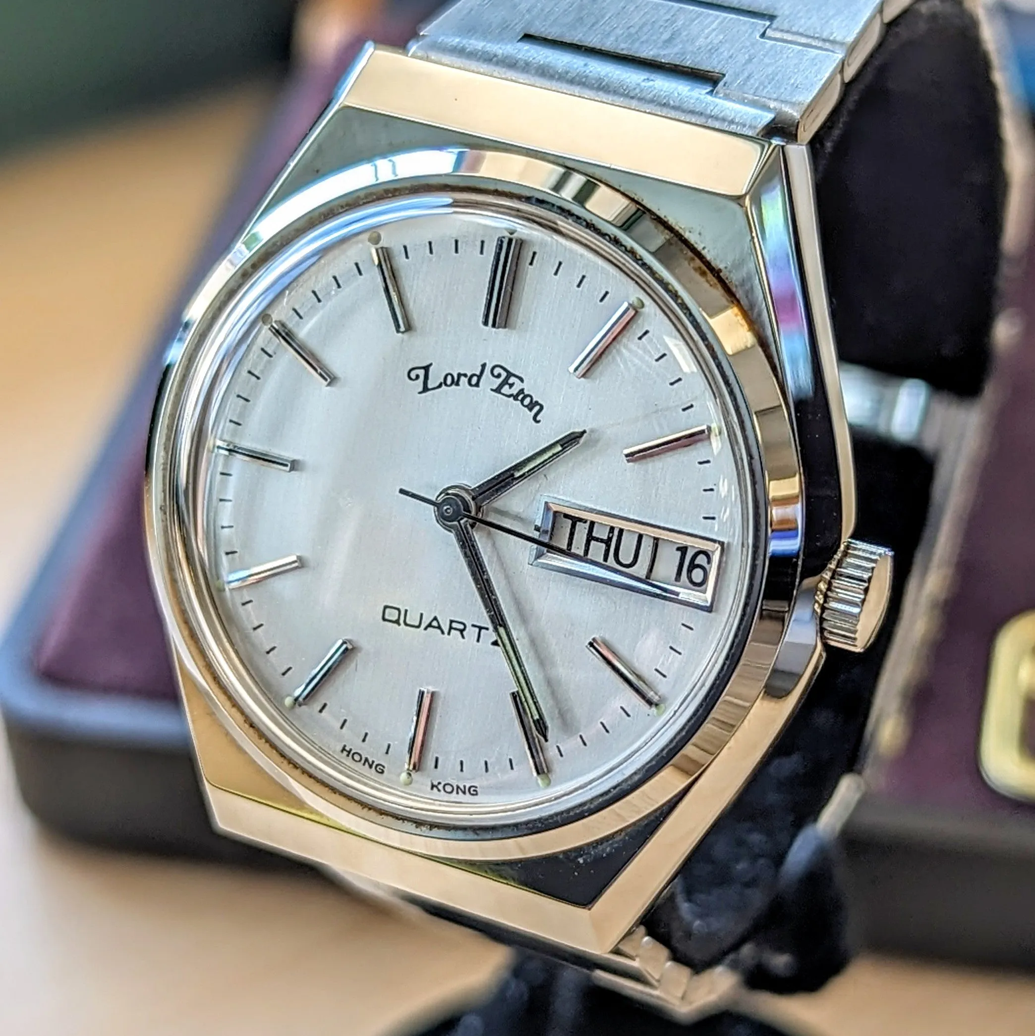 NOS LORD ETON Quartz Watch Day/Date "A Product of Phillips Time Corp." - ALL Original, Box & Papers