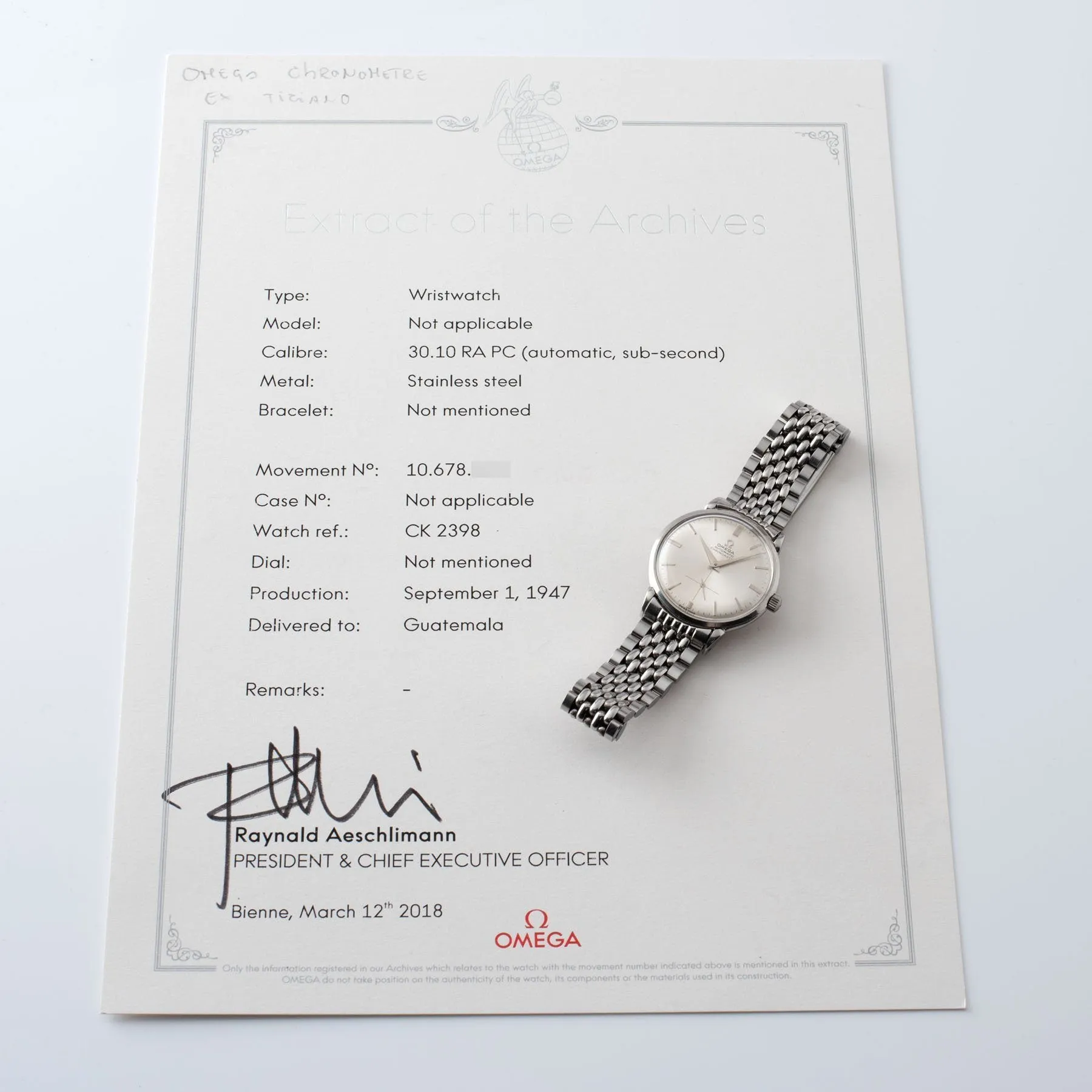 Omega Chronometer Reference 2398 Dress Watch