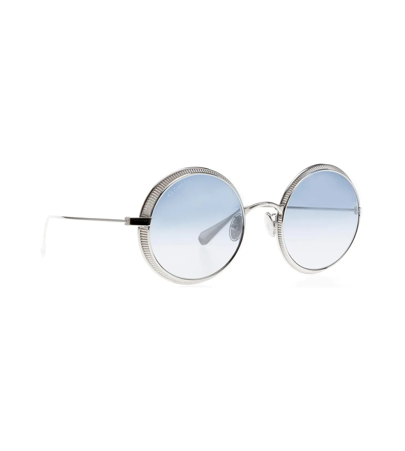 Omega Men's Blue-mirror Round Sunglasses